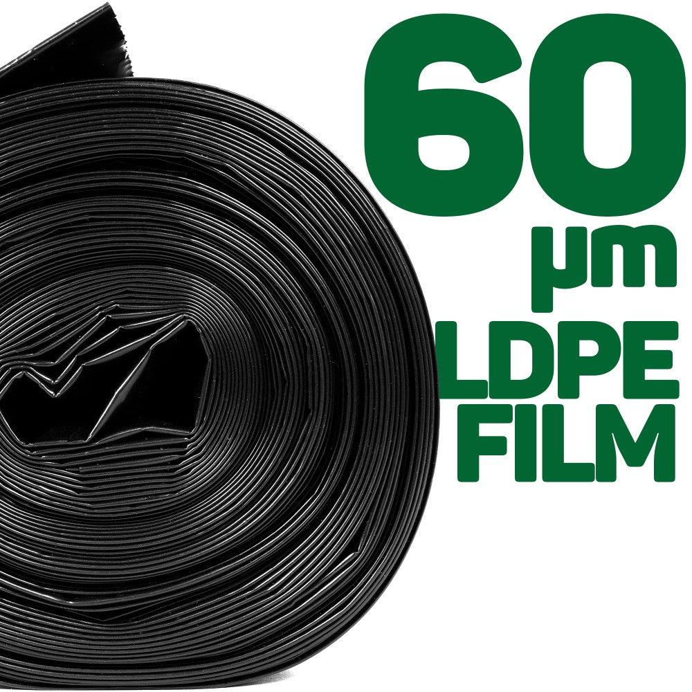 Close-up showing ultra heavy duty refuse sack, black LDPE recycled film supporting 80kg lift
